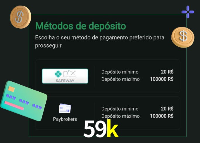 O cassino 59k oferece uma grande variedade de métodos de pagamento